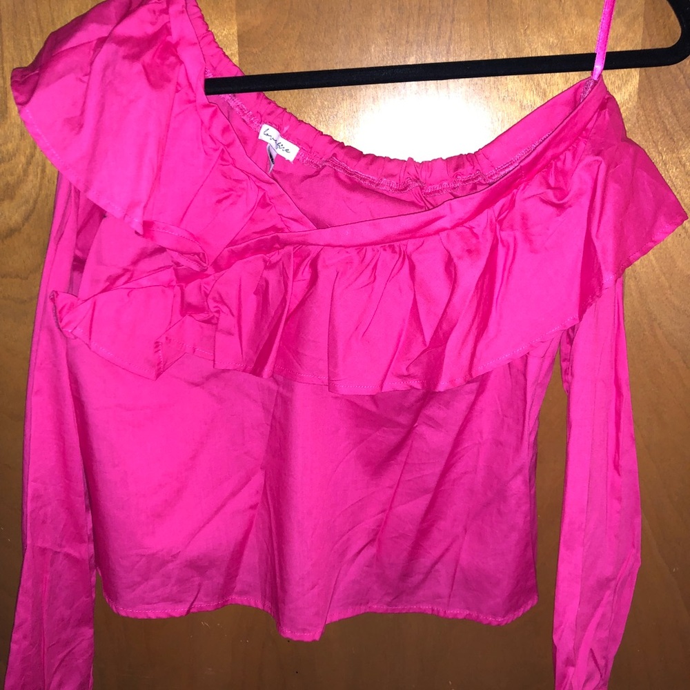 one shoulder long sleeve top